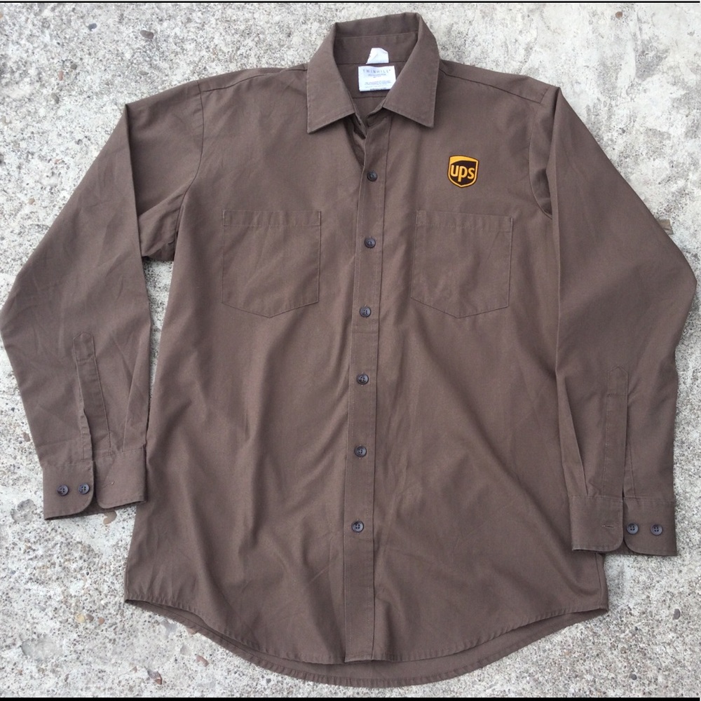 UPS Work Delivery Button Up Long Sleeve Shirt size L